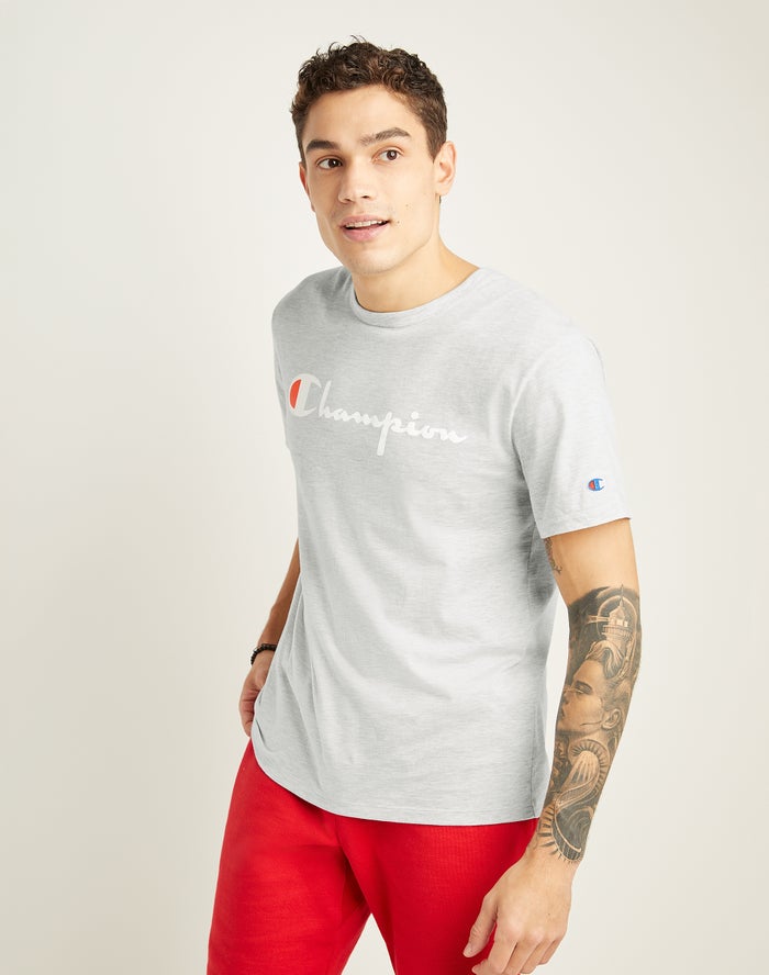 Camiseta Champion Hombre - Lightweight Script Logo ( Gris ) 4257806-SK